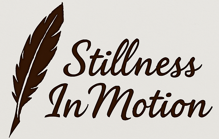 Stillness In Motion Publishing official logo with feather symbol